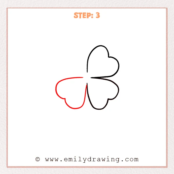 how to draw a four leaf clover - Step 3